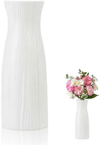 Vaso da fiori in plastica, vaso alto infrangibile in stile nordico Vaso moderno estetico per matrimoni Soggiorno Sala da pranzo Decorazioni per la casa (Un tipo grande bianco)