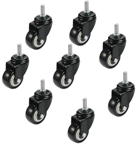 Ruedas para sillas de oficina, ruedas de 1,5 pulgadas, caja fuerte para todos los suelos, incluye madera dura, reemplazo perfecto para alfombrilla de suelo de escritorio, M8 x 25 mm (8 piezas)