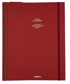 ADDITIO - Aula Planner profesorado | Planificador anual y mensual I Programación semanal I Evaluación I Reuniones I Alumnado I 100% papel I FSC I Tamaño 21 x 28 cm | Español | Rojo