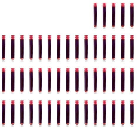 50Pcs Cartuchos de Tinta de Pluma Fuente, Rojo Escritura Suave Diámetro de 3.4 Mm para Escritura de la Papelería