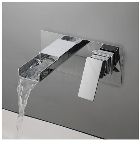 NJIEzhao Grifo Mural de Lavabo Grifo de bañera Cromado y Gris Pistola con Salida de Agua en Cascada for Montaje en Pared con Caja empotrada(Color 3)