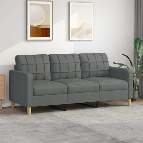 Emmtore Sofá de 3 plazas de Tela Gris Oscuro 180 cm