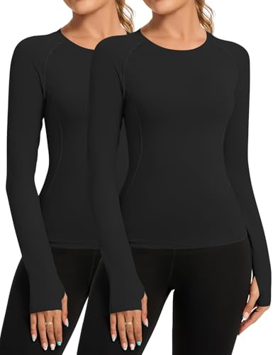 Rapbin Camiseta para mujer de deporte, camiseta de gimnasio, top de yoga, de cuello redondo, ligera y transpirable, camiseta funcional para hacer ejercicio, correr, fitness, para el verano, M
