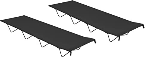 QUAHEAS Letto da campeggio, 2 pezzi, 180 x 60 x 19 cm, in tessuto Oxford e acciaio nero, pieghevole, portatile, stabile e leggero, per campeggio, outdoor, festival, pesca, trekking, bivacco