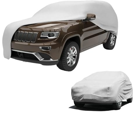 Budge Lite SUV Car Cover, Single-Layer Breathable Indoor Dust Proof Protection, Lightweight Non-Abrasive Fabric, Fits SUVs up to 186 L x 59 W x 60 H, Gray