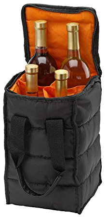 Handy Laundry Wine Carrier Tote Bag – 4-Bottle Pockets Capacity with Padded Insulation, Zipper Closure, and Carry Handles – Ideal for Travel, Picnics, and Beach Trips