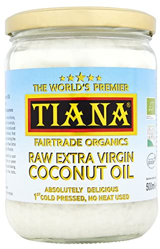 Raw Extra Virgin Coconut Oil 500ml – Organic, First Cold-Pressed & Unrefined – Pure Coconut Oil for Cooking, Skin & Hair – Vegan, Keto & Fairtrade – TIANA