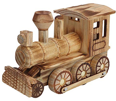 Zerodis Mini Train À Vapeur en Bois Modèle Jouet Simulation Enfants Locomotive de Collection Jouets de Train Miniature Jouet Accueil Décoration Artisanat