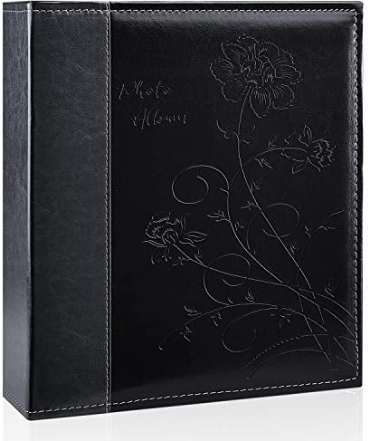 Miaikoe Photo Album 8x10 Clear Pages Pockets Leathe Cover Slip Slide in Photo Album Holds 50 Vertical 8x10 Photos Picture Book for Wedding Family (Black)