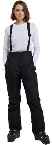 Mountain Warehouse Moon Skihose für Damen - Thermo-Schneehose, Outdoorhose für Damen, Verstellbarer Bund, mit abnehmbaren Hosenträgern, Skibekleidung, Weite Passform Schwarz Damengröße EU 44