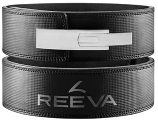 Reeva Carbon-Leder-Hebegürtel – Gewichthebergürtel - Fitness-Gürtel für Bodybuilding, Krafttraining, Gewichtheben und Crossfit TrainingSchwarz – Größen XS/S/M/L/XL