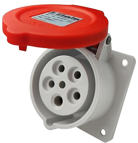 Bals CEE 1320011 Prise murale droite 16 A 5 polig 400 V 6 h Boîtier de montage encastrable 1320011 Prise avec technologie de connexion Quick-Connect IP54 pour commerce, chantier