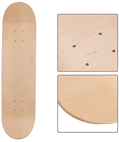 Tbest Skateboard Deck Skate Plain 8,5 Decks Weiß, Skateboarding Ahornholz Double Warped Skateboard Deck Concave Board Zubehör für Skate Scooter