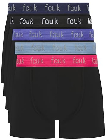 French Connection FCUK - Mens 'FCUK20' Boxer Shorts 5 Pack Cotton Stretch Boxers, Classic Fit (Medium)