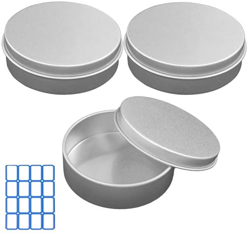 DARUITE Versatility Round Tin 3 Metal storage Tins, Empty Hinged Tins Container with Lids, Mini Portable Storage Box for Storging Candle Beads Jewellery Sewing Supply Tackle Candy(72ml/7oz)