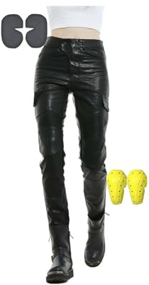 Pantaloni da Moto da Donna Pantaloni da Moto in Pelle Regali Ciclistici per Uomini/Donne Resistente all'Usura, Antivento, Traspirante, Resistente agli Strappi(Size:S)
