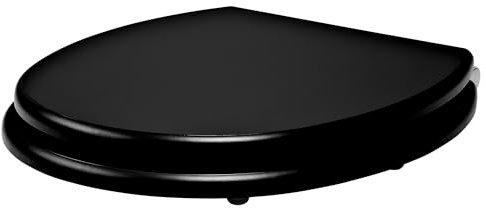 Plastic Slow Soft Close Toilet Seat Anti Bacterial Strong Hinges White,Black & Grey Bathroom WC Oval Toilet Seats (Black Plastic)