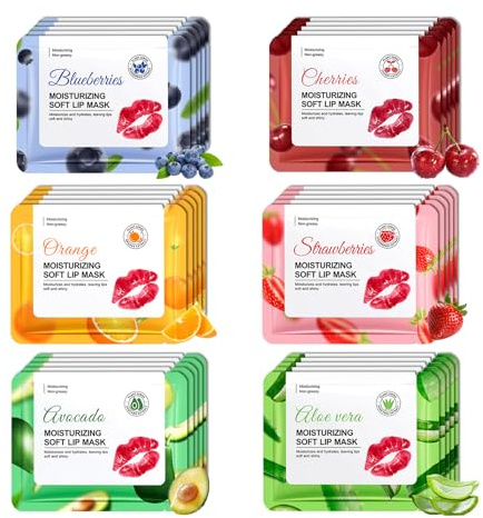 30PCS Moisturizing Lip Masks Set, Overnight Bulk Lip Patches, Long-lasting Hydrating Sleeping Lip Plumping Masks for Women