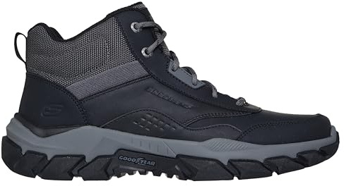 Skechers Santoro Hopkins - Scarponcini da trekking, Pelle Nera Rete Sintetica, 45 EU