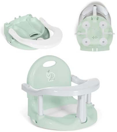 MS BabyWorld - Siège de Bain Elfi - Pliable, Ergonomique, Antidérapant et Sécurisé | Avec Barre pour une Mise en Place Facile du Bébé | Avec Ventouses pour une Fixation Sécurisée