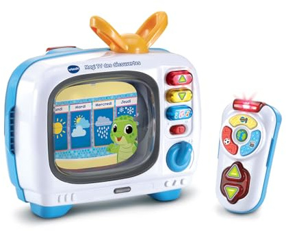 VTech - Magi TV des Découvertes - Télé Bébé Musicale avec Télécommande Bébé Jouet Interactif, Effets Lumineux - Jouet Parlant Bilingue FR/en - Cadeau Enfant Dès 1 an - Contenu en Français et Anglais