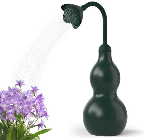 BKSAI Watering Can Indoor Plants, Gourd Small Watering Cans 325ML with Rose Head, 360° Adjustable Spout, Decorative Mini Squeeze Watering Can for Houseplant Seedling Succulent Cactu Garden Flower