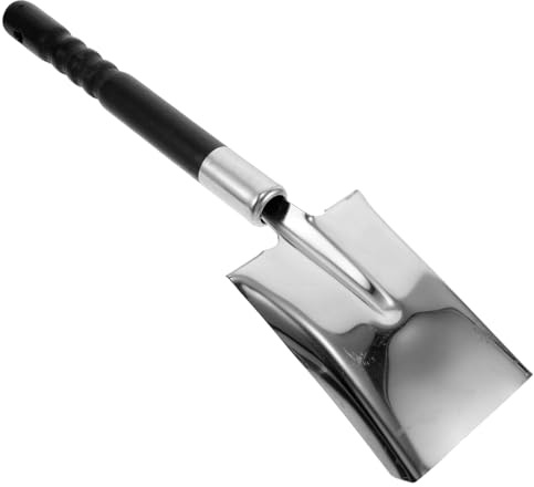 ANDRESLAD Pelle à Cendres pour Cheminée en Acier Inoxydable Épais Pelle Multifonction Noire Manche en Frêne Ramasse-Cendres pour Poêle à Bois Barbecue et Jardinage Outil Ergonomique