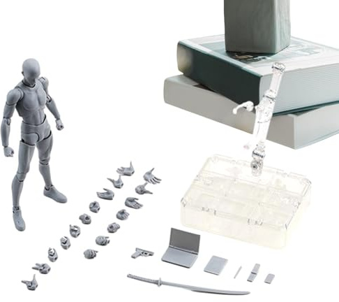 Generisch Gliederpuppe zum Zeichnen, 15 cm Action Figuren Zeichnungsmodell, Flexibler Mannequin, Skizzieren Bewegliche Figur, Bewegliche Gesten Figurenmodelle mit Sockelunterstützung und Zubehör