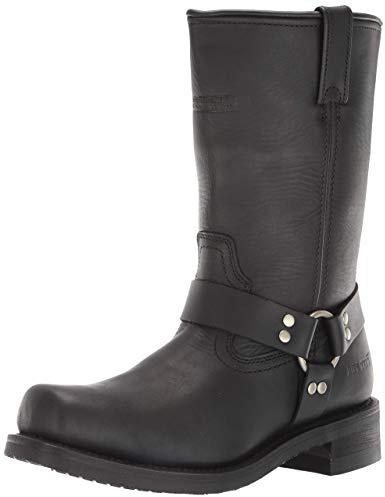 RIDETECS 13 Waterproof Biker Riding Boots For Men, Black - Full Grain Oiled Leather with Harness Strap
