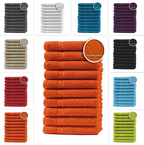 10er Set Gästetücher Handtücher Duschtücher Badetücher Frottee 100% Baumwolle, Produktart:Gästetücher 30x50 cm, Präzise Farbe:Terracotta/Orange