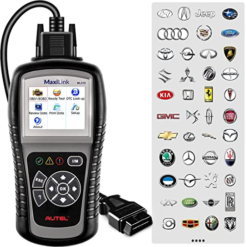 Autel MaxiLink ML519 OBD2 Diagnosegerät, Gleich wie AL519, ​OBD2/ EOBD/CAN Auto Scanner Fahrzeug Motor Fehlercodeleser, mit Enhance Model 6 - Erweiterte Version von AL319