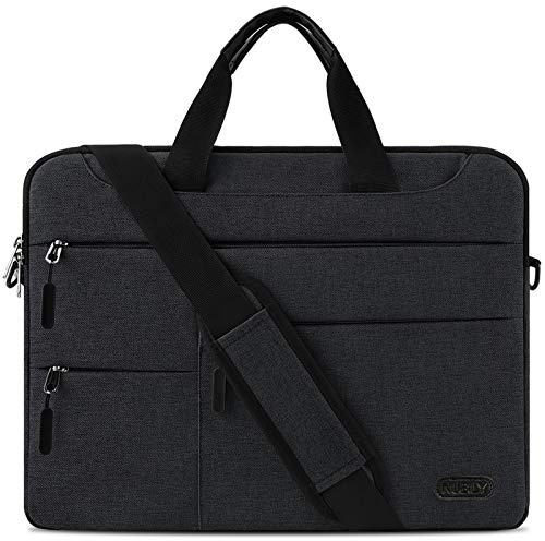 Maletin Ordenador Portatil 15,6 Pulgadas Hombre Mujer Bolso Bandolera Impermeable para portátiles Protectora Compatible Trabajo Grande Bolsa Gris Negro