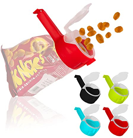 Fino Casa Juego de 4 Clips de Cierre Originales Con Escurridor, Dispensador de Aperitivos, Clips Frescos para Bolsas de Cocina