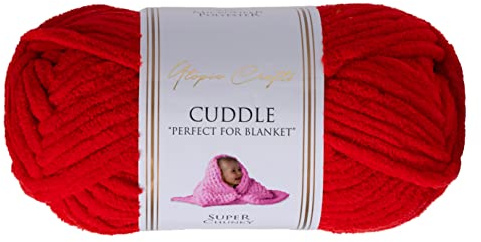 Utopia Crafts Cuddle Laine Chenille, Fil Chenille, Pelote de Laine à Tricoter Super Épaisse de 100 g (60 m), Moelleuse, Douce, Facile à Utiliser, Idéale pour Crochet et Tricot, Rouge