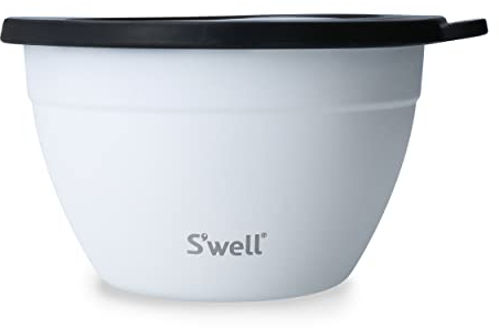 S'well Salad Bowl Kit, Moonstone, 1.9L - Salad Lunch Box with Condiment Container and Removable Tray - Leak-Proof and Dishwasher Safe, White