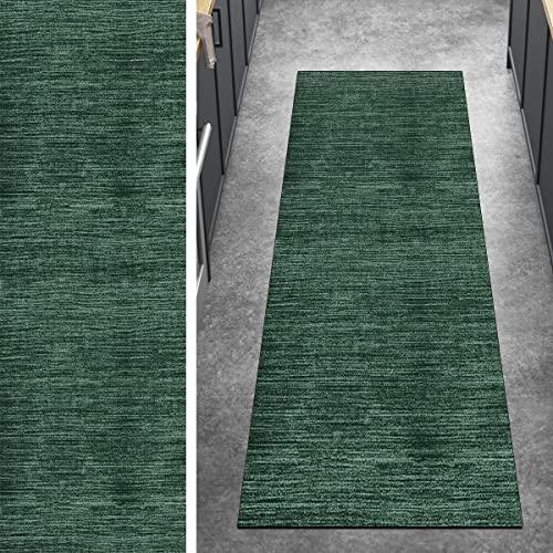 Kücheteppich Teppich Läufer Lang Flur Modern 100x120CM Dunkel Grün Kücheläufer rutschfest Teppichmatten Teppichläufer Waschbar Kurzflor Polyester Korridor Schlafzimmer, Anpassbar Breite 40 - 120cm