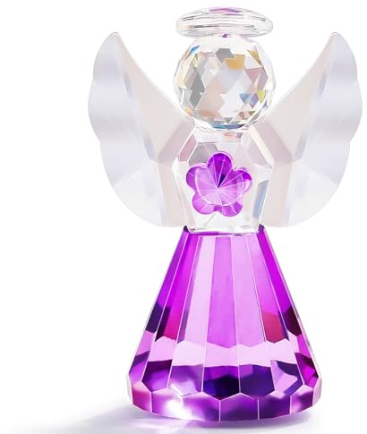 YWHL Figura de ángel de Cristal Morado, Estatua de ángel de la Guarda de Cristal, Regalos para Mujeres, Figuras coleccionables de Arte para decoración del hogar