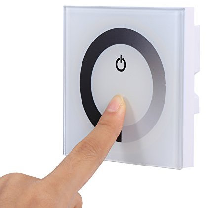 Nikou Variateur D'écran Tactile de Lumière, Contrôleur D'interrupteur Mural pour Bande Lumineuse LED DC 12V-24V (Blanc)
