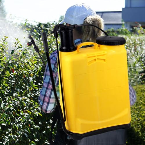 Pulvérisateur à Pression, pulvérisateur de Jardin,16 litres, à Pompe, travaux de pulvérisation, Jardin, fertilisation, Lutte Contre Les Mauvaises Herbes et Les nuisibles (Jaune)
