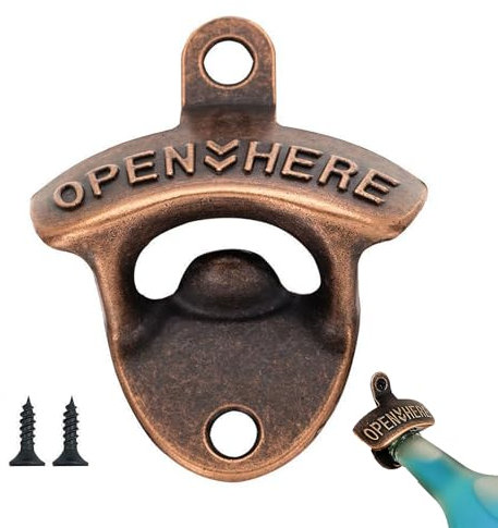 WQEDVN Wall Mounted Beer Bottle Opener, Zinc, Bottle Opener, Vintage Rustic Bar
