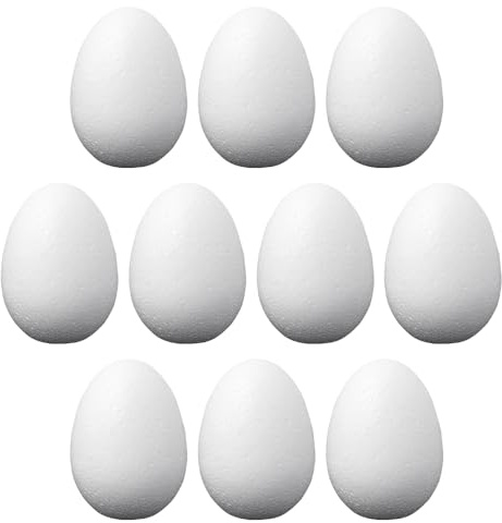 Ideen mit Herz | Styropor-Eier | 10er Pack | 6 cm hoch, Ø ca. 4 cm | Rohlinge zum Basteln