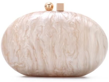 Jywmsc Monedero Acrílico para Mujer Embrague de Concha de Mármol Bolsos de Boda Bolso de Hombro con Cuentas