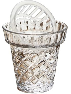 Geprägte Eingedickte Glasvase Breiter mund Innjoii Große Basis 15.5cm Große Schüssel Bouquet Transponieren Vasen mit Hydroponic Baskets Vintage Aquaponics Bouquet Orchideen Avocado PhalaenopsisRhombus