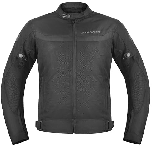 RAXUS Veste de moto d'été pour homme Storm homologuée CE, Noir , XXXL