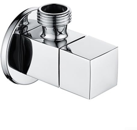 Jotekonoby Válvula de ángulo cuadrada de cobre puro para accesorios de baño, válvula triangular de cierre G1/2 pulgadas compatible con calentadores de agua, inodoros y lavabos, (plata)