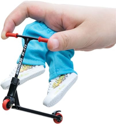 Finger Scooter Set, Alloy Metal Finger Scooters Toy, Mini Scooter Fingers Skateboard Toy with Pants Shoes and Tools, Funny Detachable Scooters Fingerboard Skateboard Toys Set, for Kids Adults