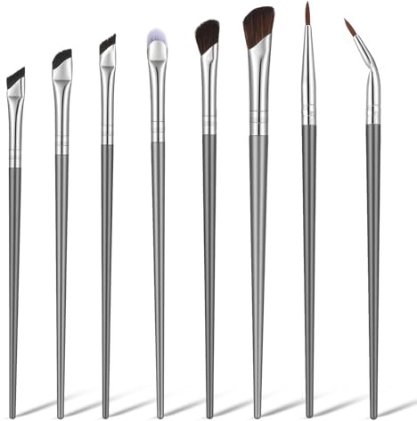 Set di 8 pennelli per contorno naso e eyeliner, pennelli per eyeliner a punta fine, pennelli morbidi per il trucco del naso e del viso, applicatore piccolo angolato per contorni e miscelazioni precise