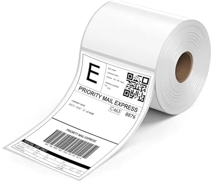FORCEMAN 100 x 150 mm (4x6) Direct Thermal Shipping Labels – 500 Premium White Self-Adhesive Labels Roll Compatible with Zebra & MUNBYN Printers for Amazon, Royal Mail [1 Roll]