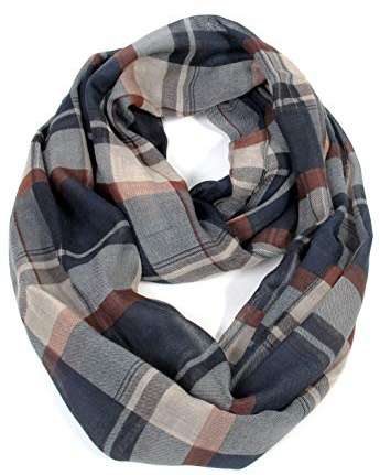 Tartan Plaid & Checks Infinity Fashion Scarves (Plaid Navy)