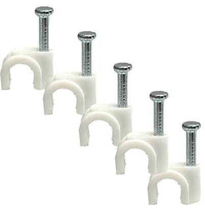 Grapa manguera cilíndrica para sujetar cables, blanco, 100 unidades